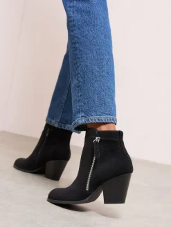 Friends Like These Wide Fit Stacked Heel Faux Suede Cuban Ankle Boots^Women Wide Fit & Extra Wide Fit|Heels