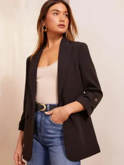Discount Friends Like These Black Edge to Edge Tailored Sleeve Detail Blazer