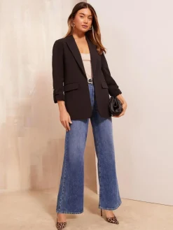 Discount Friends Like These Black Edge to Edge Tailored Sleeve Detail Blazer