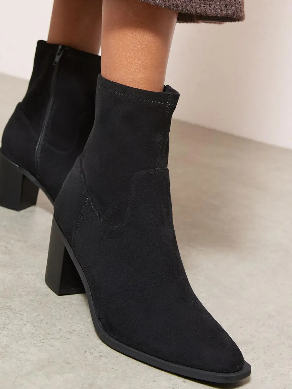Friends Like These Faux Suede Mid Heel Western Style Smart Sock Ankle Boots^Women Boots & Wellies|Boots