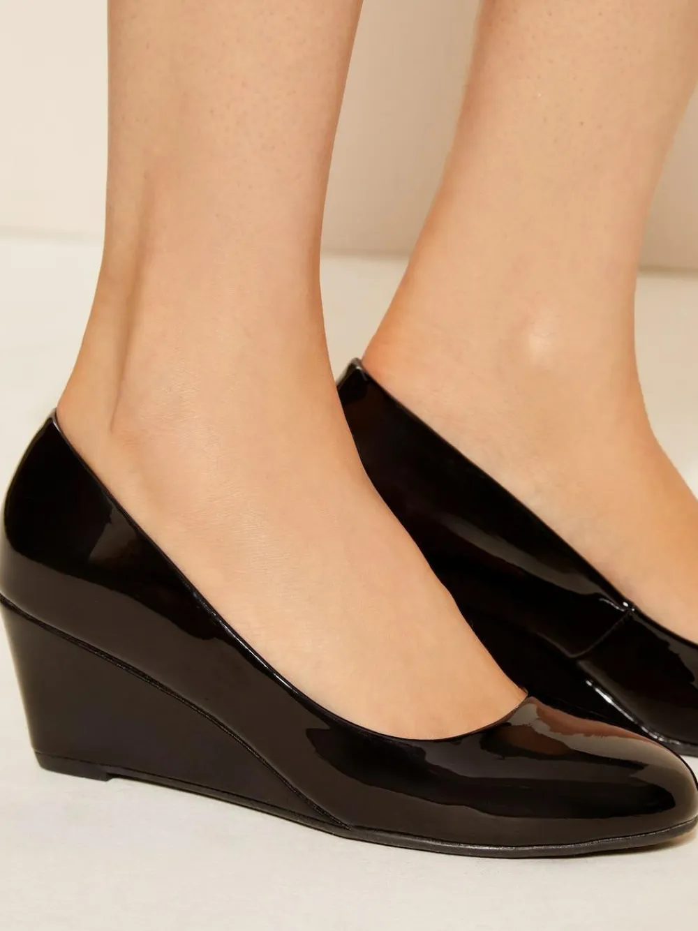 Friends Like These Standard Fit Mid Wedge Round Toe Court Shoes Black