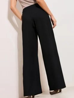 Friends Like These Petite Crinkle Jersey Wide Leg Trousers with Buckle Front^Women Pants