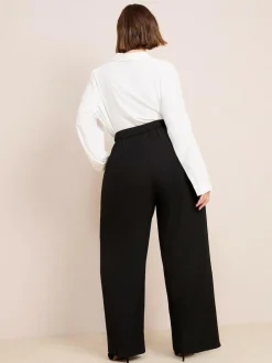 Friends Like These Curve Premium Elastic Back Tailored Wide Leg Trousers^Women Pants