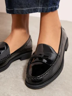 Friends Like These Patent Faux Leather Comfort Bow Smart Loafers^Women Flats