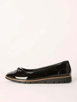 Friends Like These Black Standard Fit Comfort Patent Faux Leather Flat Ballerina Shoes