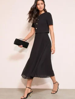 Friends Like These Button Down 2-In-1 Pleated Dress^Women Occasion Dresses|Midi Dresses