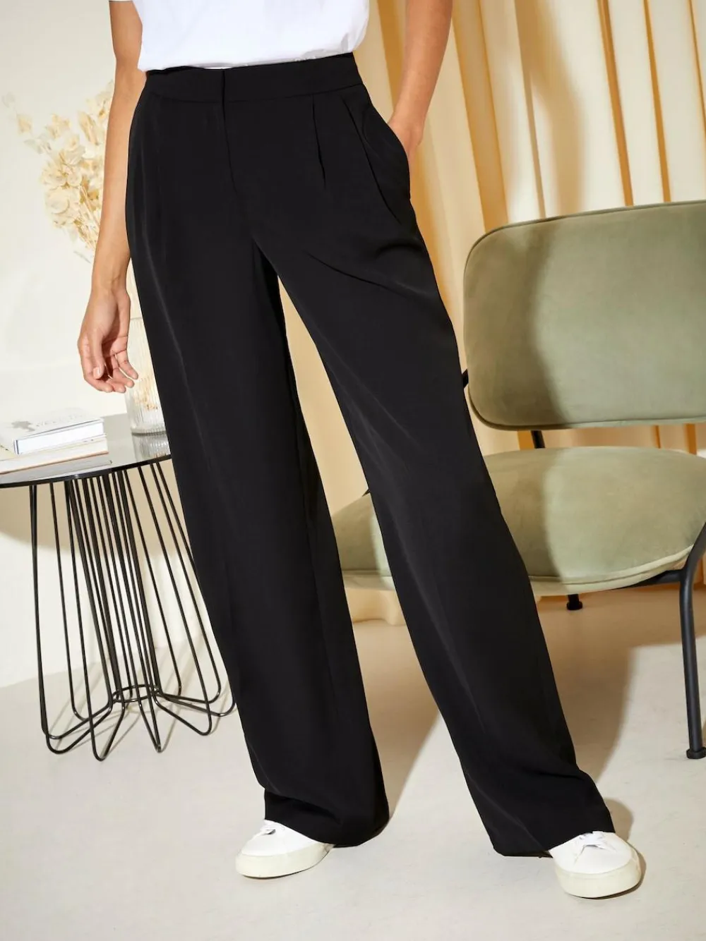 Friends Like These Petite Premium Elastic Back Tailored Wide Leg Trousers^Women Nightwear|Pants