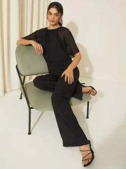 Friends Like These Chiffon Flutter Sleeve Scuba Jumpsuit^Women Jumpsuits & Playsuits