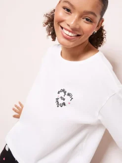 Clearance Friends Like These Black/White Bonne Nuit Heart Long Sleeve Pyjamas