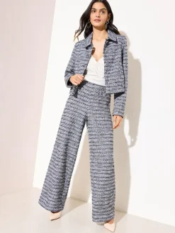 Friends Like These Blue Boucle Wide Leg Trousers