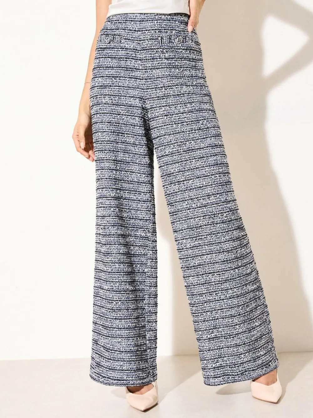 Friends Like These Blue Boucle Wide Leg Trousers