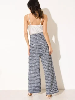 Friends Like These Blue Boucle Wide Leg Trousers