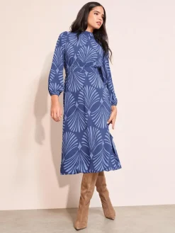 Friends Like These High Neck Long Sleeve Midi Dress with Bow Detailing^Women Midi Dresses