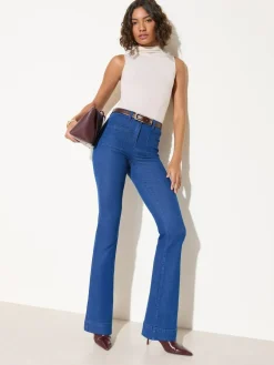 Hot Friends Like These Blue High Waist Pocket Flare Jeans