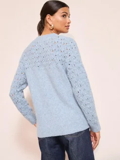 Hot Friends Like These Pointelle Stitch Jumper Blue