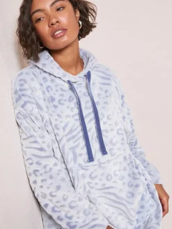 Friends Like These Blue Zebra Snoodie Robe^Women Bathrobes