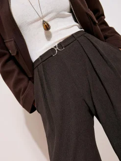 Friends Like These Petite Crinkle Jersey Wide Leg Trousers with Buckle Front^Women Pants