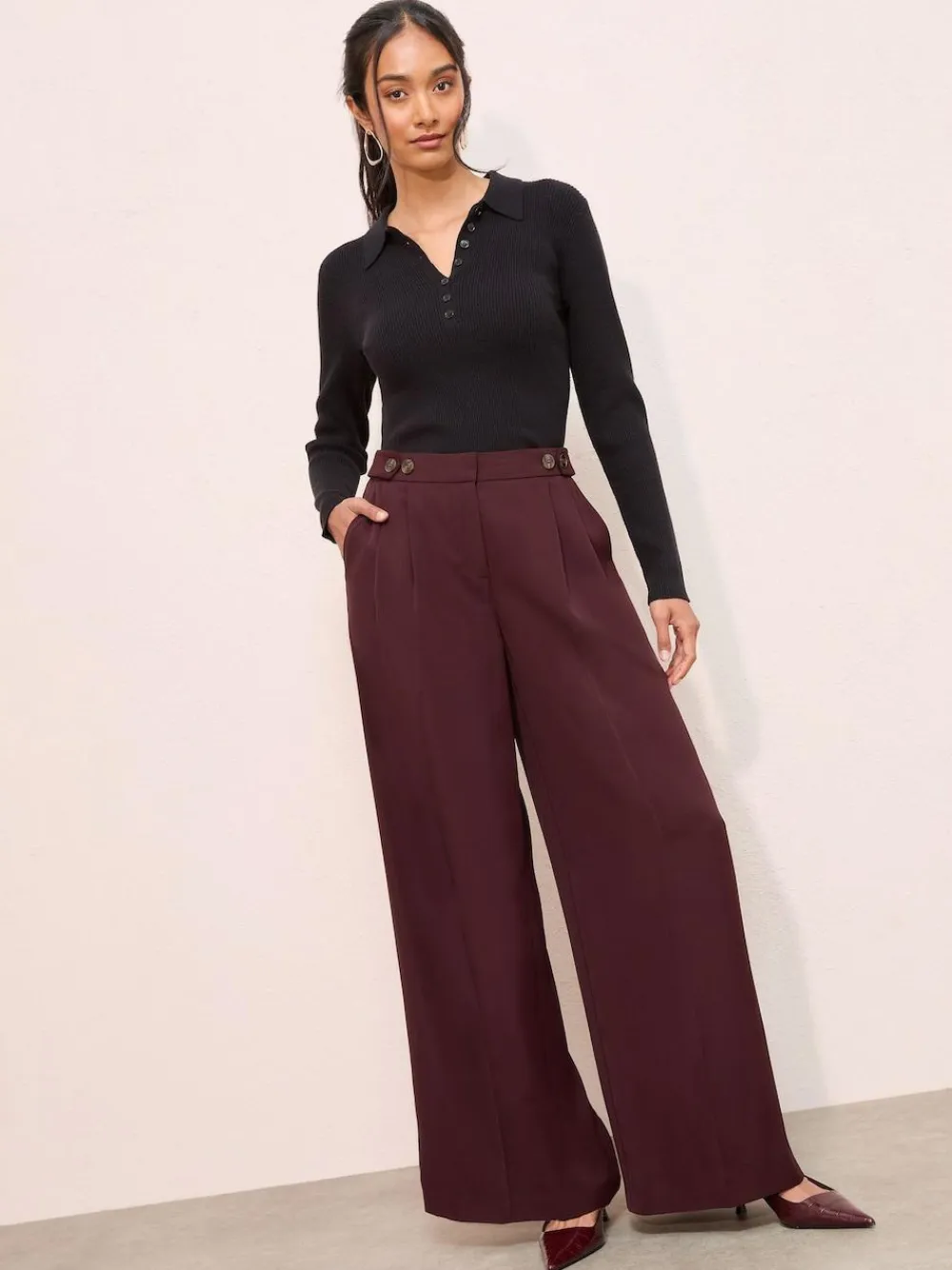 Friends Like These Adjustable Waist Premium Wide Leg Trousers^Women Pants
