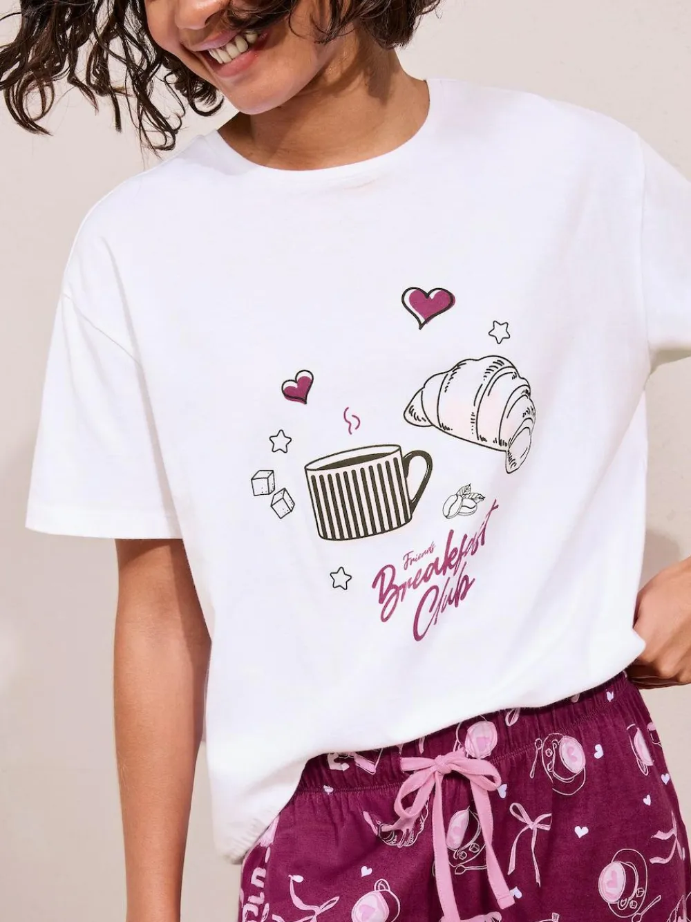 New Friends Like These Burgundy Red Breakfast Club Short Sleeve Pyjamas