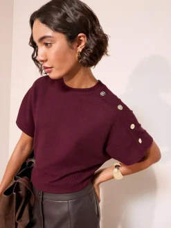 Friends Like These Button Detail Short Sleeve Top^Women Occasionwear