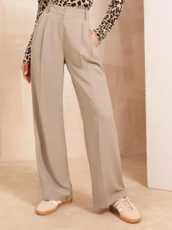 Friends Like These Camel Premium Elastic Back Tailored Wide Leg Trousers