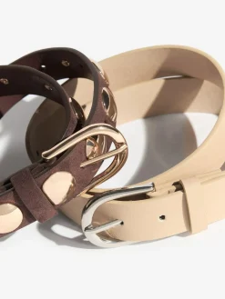 Discount Friends Like These Studded Belts 2 Pack Choc and Cream