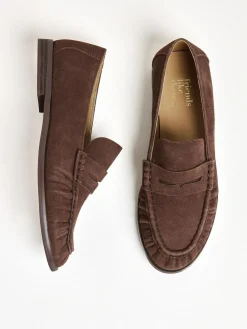 Hot Friends Like These Flat Ruched Comfort Slip On Penny Loafers Chocolate Brown