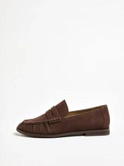 Hot Friends Like These Flat Ruched Comfort Slip On Penny Loafers Chocolate Brown