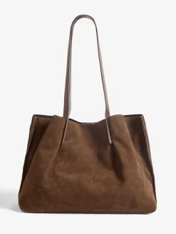 Friends Like These Chocolate Brown Faux Suede Studded Tote Bag^Women Bags