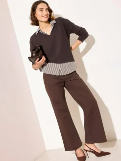 Best Friends Like These 2 in1 Button Shoulder Poplin Jersey Jumper Chocolate