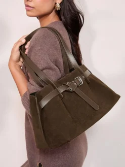 Outlet Friends Like These Chocolate Brown Faux Suede Slouch Tote Bag