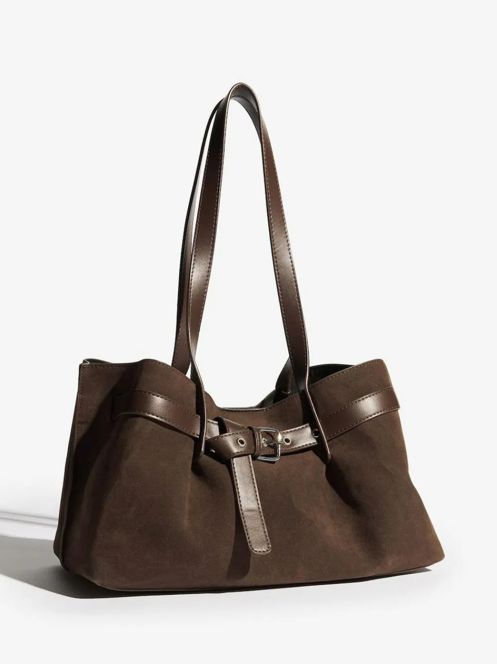 Outlet Friends Like These Chocolate Brown Faux Suede Slouch Tote Bag