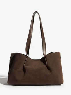 Outlet Friends Like These Chocolate Brown Faux Suede Slouch Tote Bag