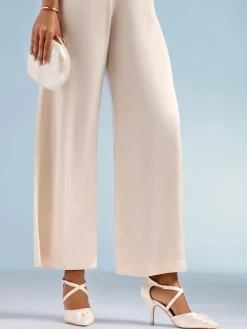 New Friends Like These Cream Satin Twist Detail Cross Strap Mid Heel Bridal Court Shoe