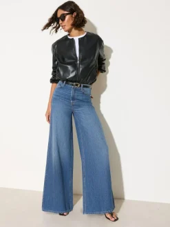 Hot Friends Like These Dark Wash Petite Wide Leg Palazzo Denim Jeans