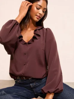 Friends Like These Long Sleeve Button Front Ruffle Blouse^Women Blouses & Shirts