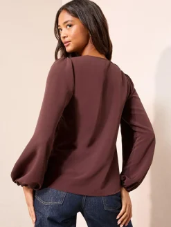 Friends Like These Long Sleeve Button Front Ruffle Blouse^Women Blouses & Shirts