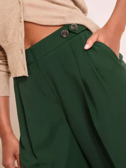 New Friends Like These Adjustable Waist Premium Wide Leg Trousers Green