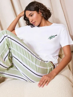 Outlet Friends Like These Green Stripe Martini Short Sleeve Pyjamas