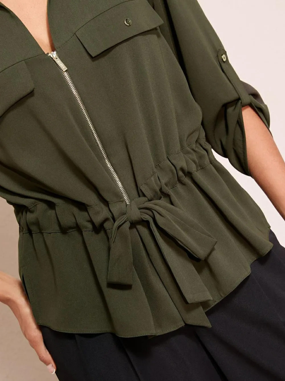Friends Like These Utility Style Tie Waist Shirt^Women Blouses & Shirts