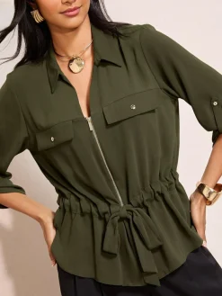 Friends Like These Utility Style Tie Waist Shirt^Women Blouses & Shirts