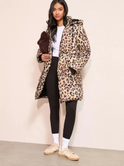 Friends Like These Leopard Printed Mid Length Puffer Coat^Women Coats & Jackets|Coats & Jackets