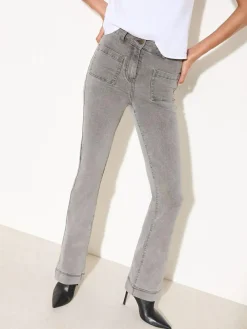 Friends Like These Light Grey High Waist Pocket Flare Jeans^Women Jeans|Jeans