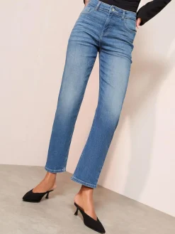 New Friends Like These Ankle Straight Leg Jeans Mid Blue