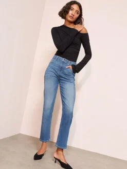 New Friends Like These Ankle Straight Leg Jeans Mid Blue
