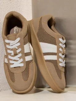 Friends Like These Mocha Brown Standard Fit Lace Up Retro Gumsole Sports Trainers^Women Sneakers