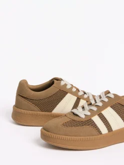 Friends Like These Mocha Brown Standard Fit Lace Up Retro Gumsole Sports Trainers^Women Sneakers