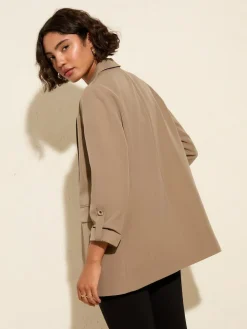 Online Friends Like These Mocha Neutral Edge to Edge Tailored Sleeve Detail Blazer