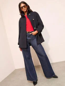 Friends Like These Funnel Neck Button Front Mid Length Coat^Women Coats & Jackets|Coats & Jackets