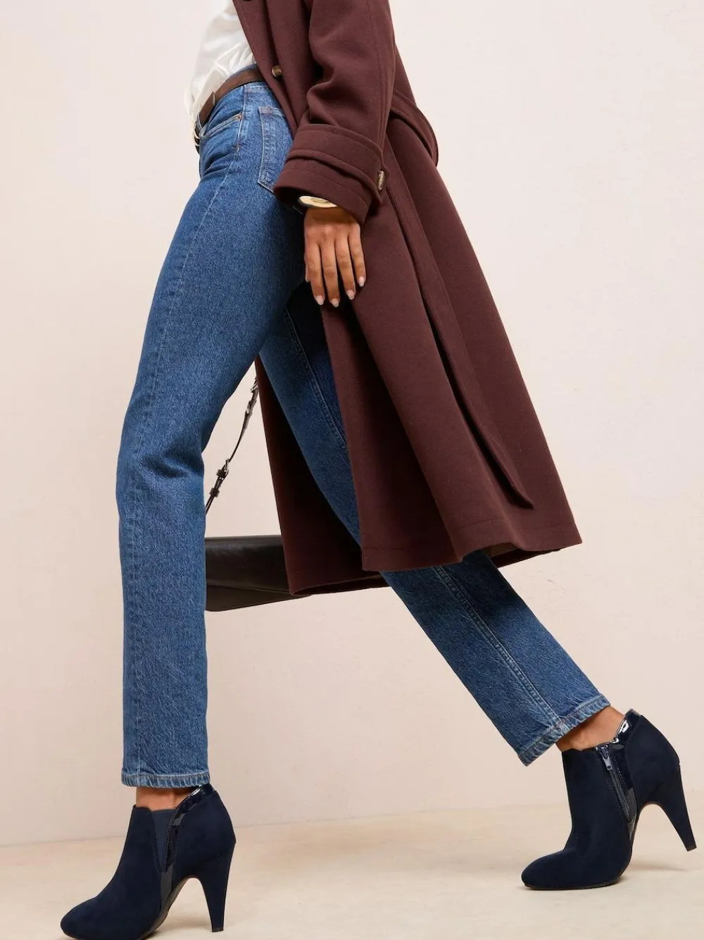 Outlet Friends Like These Standard fit Mid Heel Mix Material Ankle Boots Navy